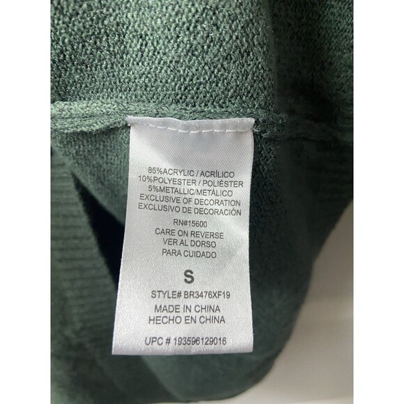 Briggs Sweater Womens Small Green Turtleneck Drop Shoulder Cable Knit Buttons - Picture 5 of 8